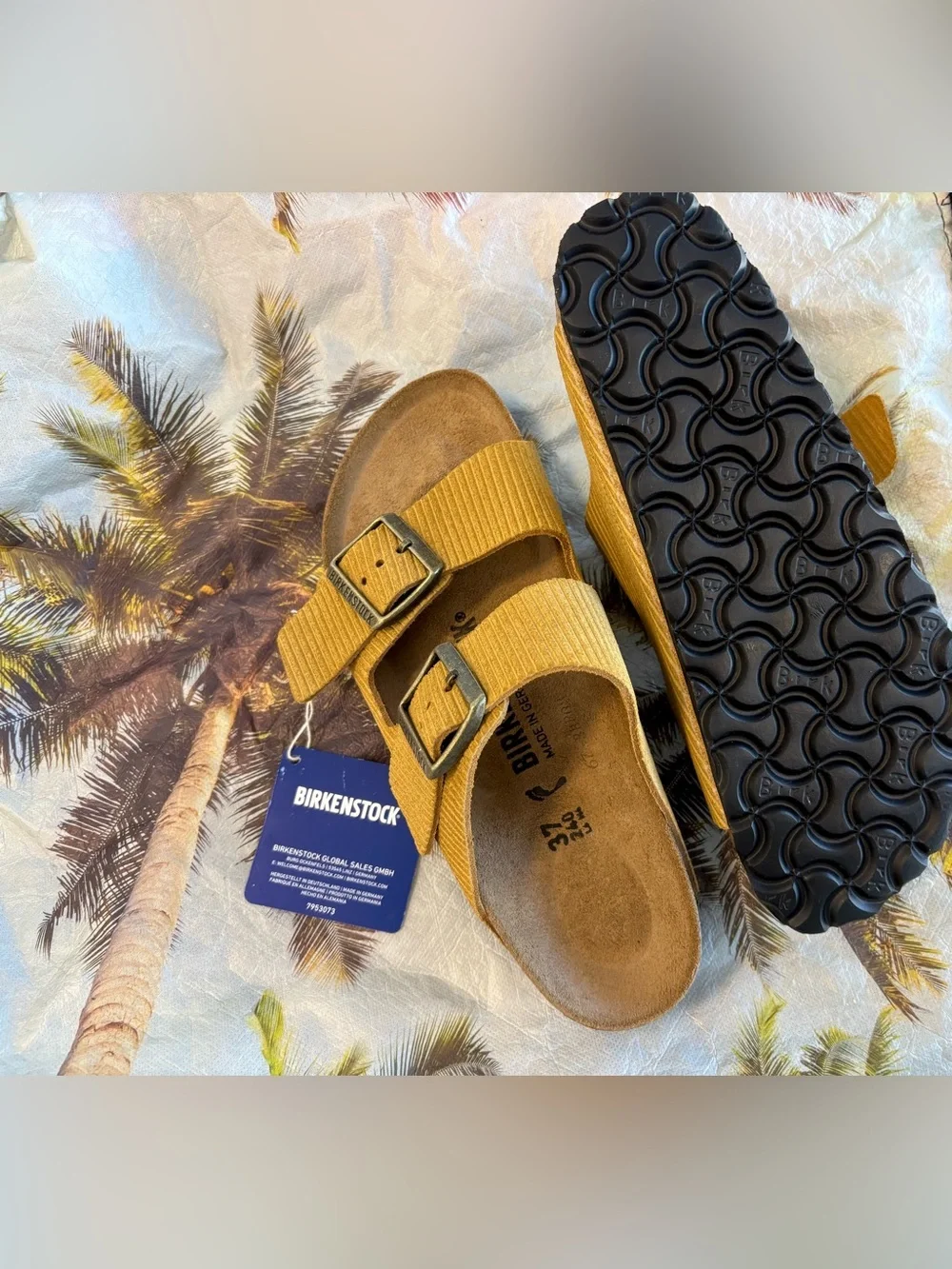 Birkenstock 💅 Arizona Corduroy Suede Cork Embossed Brown Sandals 6 6.5 37 42 - Picture 2 of 8